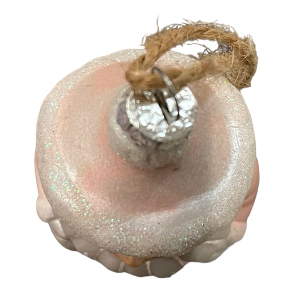 Vintage Pottery Barn Mercury Glass Santa Ornament Pink & White 5"H #D537Q - Picture 8 of 9